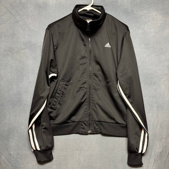 Vintage Adidas Soccer Jacket Mock Neck 3 Stripes Track Mens Large Performance - Picture 1 of 11